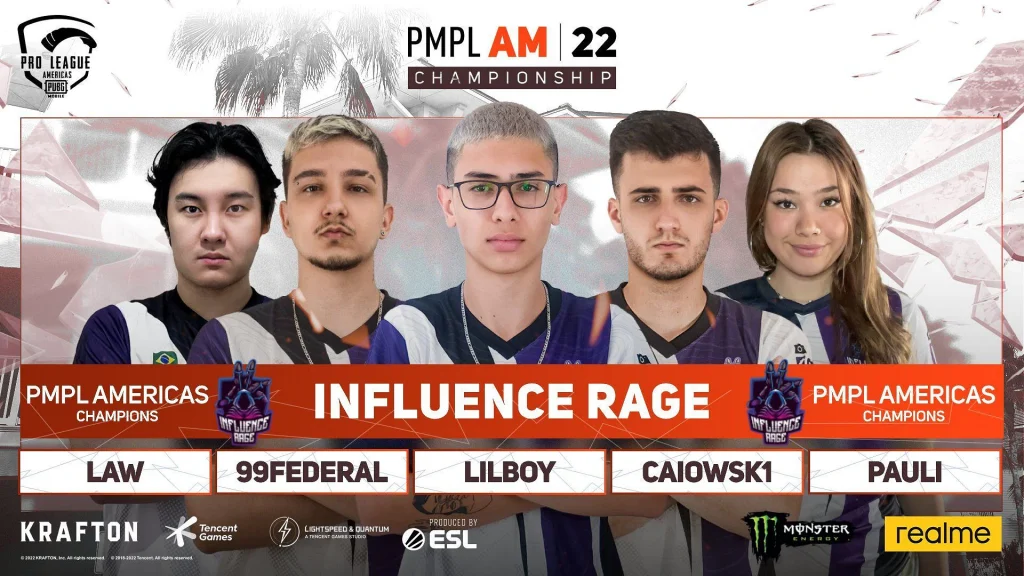 تیم PUBG Mobile Influence Rage برنده مسابقات قهرمانی PMPL Americas 2022 شد.